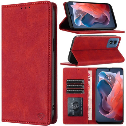 For Apple iPhone 16 Plus (6.7") Premium Wallet PU Vegan Leather ID Credit Card Slot Money Holder with Magnetic Closure Pouch Flip Case Cover Red