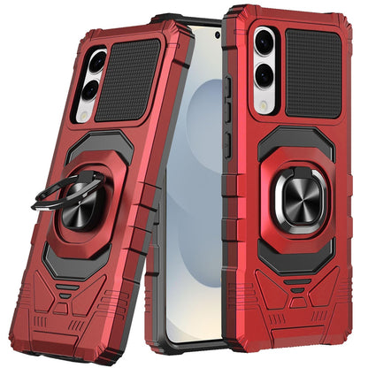 For Samsung Galaxy S25 EDGE Hybrid Dual Layer with 360° Rotate Magnetic Ring Stand Holder Kickstand TPU Rugged PC Shockproof Case Cover Red