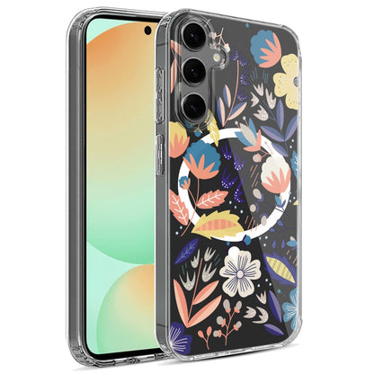 For Samsung Galaxy S24 FE /Fan Edition Hybrid Flower Design Stylish Fashion Thick Hard MagSafe Compatible Shockproof Case Cover