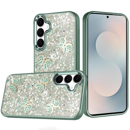 For Apple iPhone 17E /16E Cute Butterfly Crystal Diamond Glitter Case Sparkle Bling Frame Metallic Edges, Shimmer TPU Hybrid Case Cover