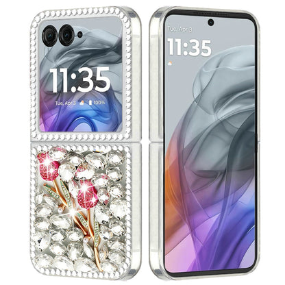 For Motorola Razr 2025 /2024 Bling Crystal 3D Full Diamonds Luxury Sparkle Rhinestone Hybrid Case Cover Crystal Exquisite Garden