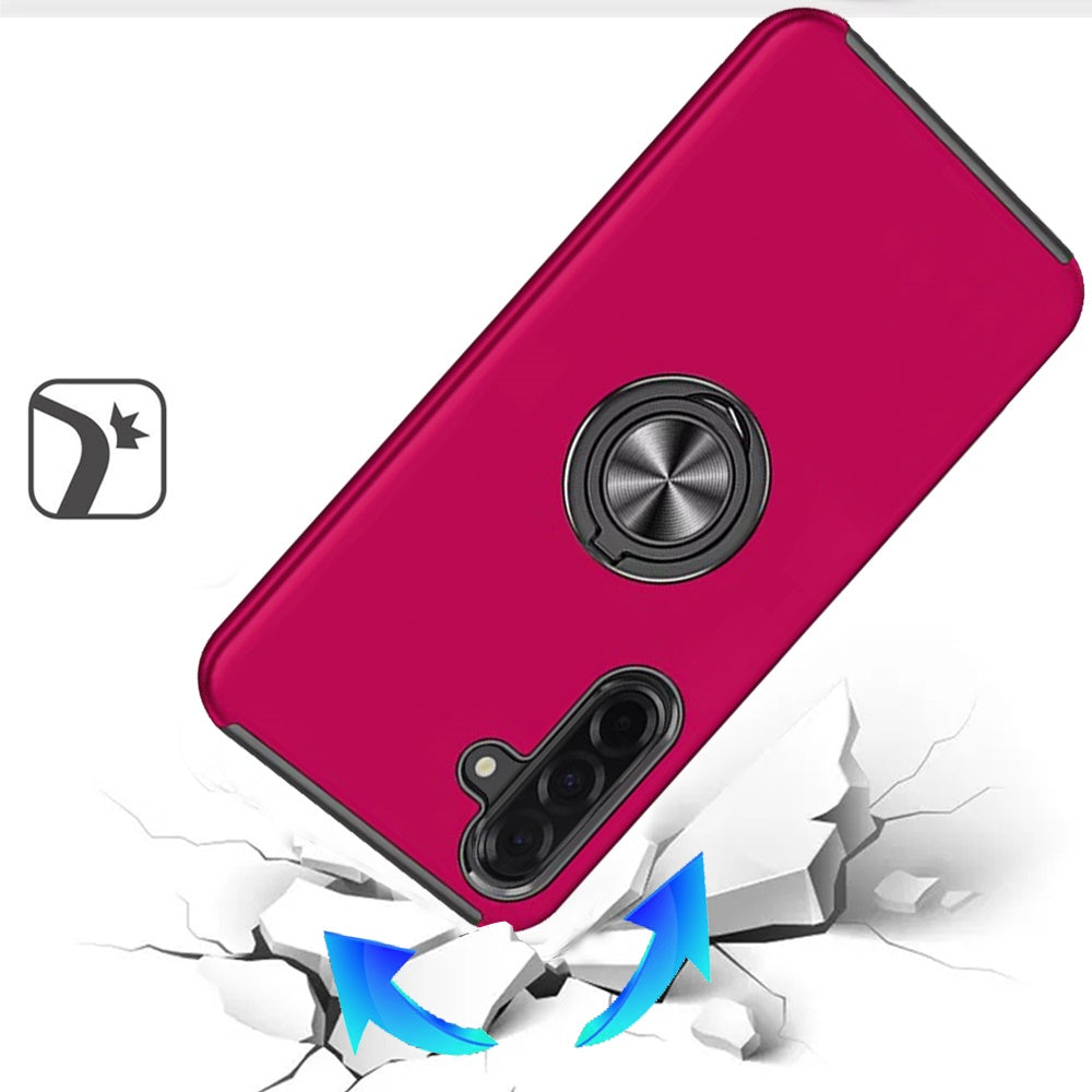 For Samsung Galaxy A37 Hybrid 360 Degree Rotatable Metal Invisible Ring Stand Holder Slim Fit Magnetic Car Mount Shockproof Case Cover