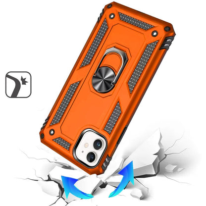 For iPhone 12 / iPhone 12 Pro (6.1") Hybrid Shockproof Durable 360 Degree Rotatable Ring Stand Holder Kickstand Fit Magnetic Car Mount Case Cover Cosmic Orange