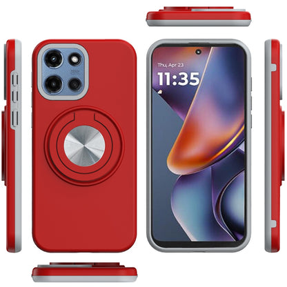 For Motorola Moto G 5G 2025 Metal Matte Hybrid with Invisible Rotational Ring Stand, Car Mount Friendly, Military Grade Slim Fit Sturdy Case Cover