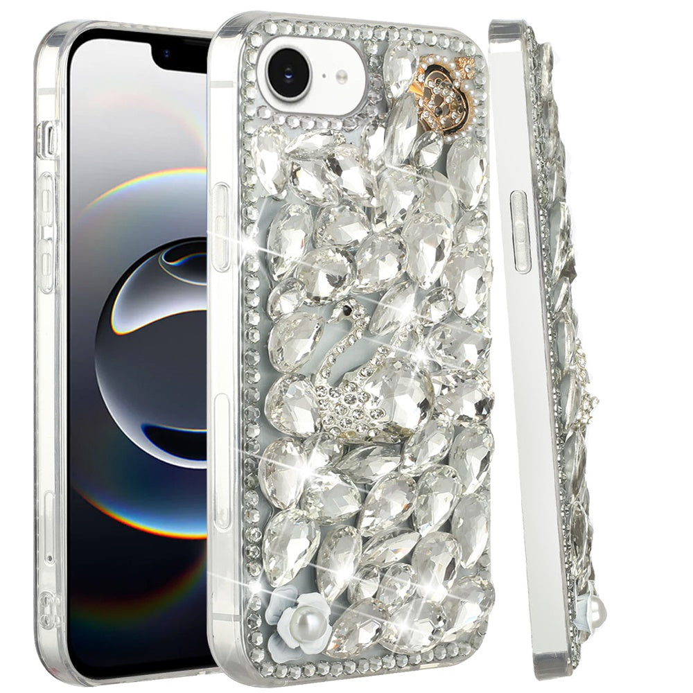 For Apple iPhone 17E /16E Bling Crystal 3D Full Diamonds Luxury Sparkle Rhinestone Hybrid Protective Case Cover