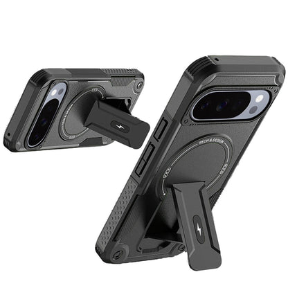 Phone Case for Google Pixel 10 Pro XL Magnetic Kickstand Rugged Shockproof Armor Grip Anti Slip Heavy Duty Protective Matte Stand Hybrid Cover Black