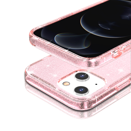 For Samsung Galaxy A16 5G Transparent Glitter Shiny Sparkle Bling TPU Rubber Hard Back Hybrid Frame Shockproof Case Cover Pink