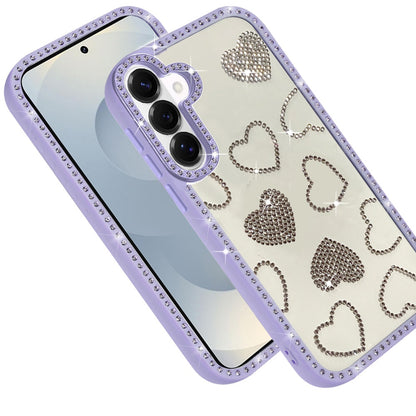 For Samsung Galaxy S26+ / S26 Plus Spread Love Glitter Shimmer Diamond Edge Hybrid Drop Protection Shockproof Design Compatible Case Cover