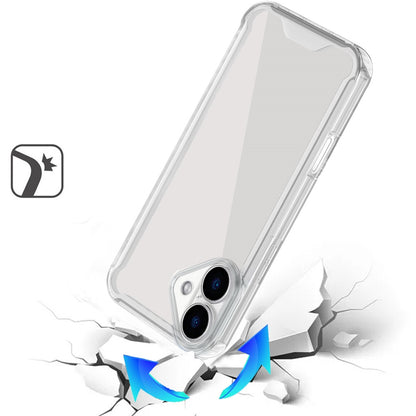 For Apple iPhone 17 (6.3") Clear Colored Shockproof Transparent Hard PC + Rubber TPU Hybrid Bumper Shell Slim Protective Case Cover Clear+Clear