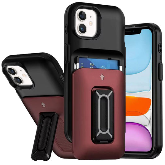 For Apple iPhone 12 /12 Pro Wallet Case with 2- Credit Card Holder, Wrist Strap & Kickstand Hybrid Shockproof TPU Case Cover