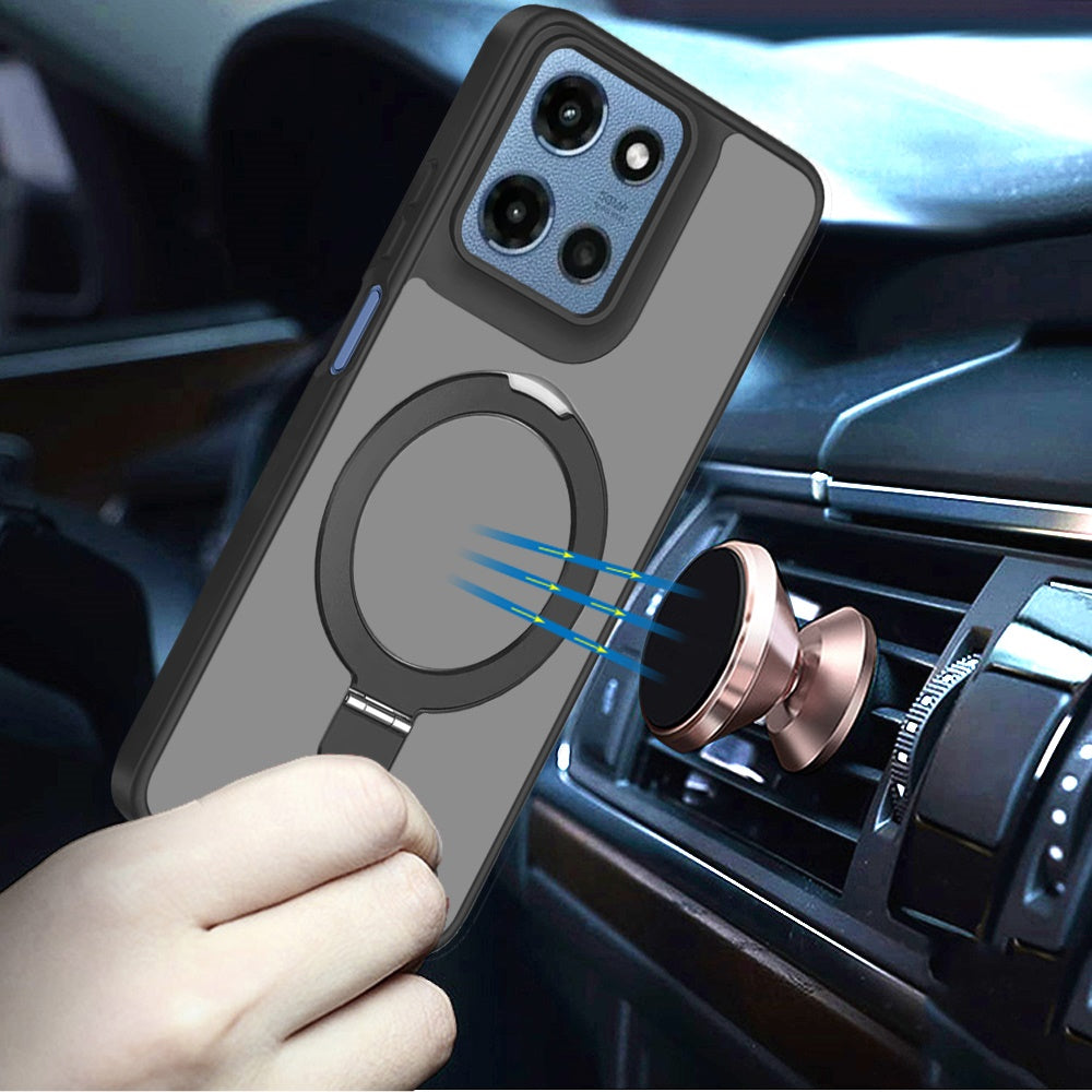 For Samsung Galaxy S26+ / S26 Plus Magnetic Circle Back with Ring Stand Full Rotation Matte Hybrid Shockproof Case Cover