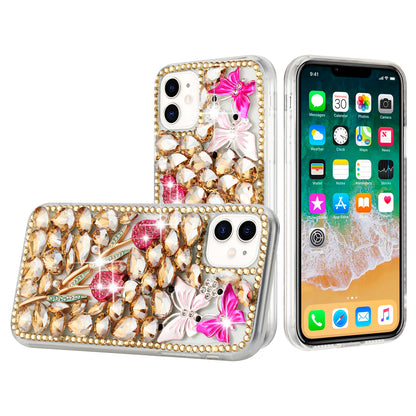 For Motorola Razr 2025 /2024 Bling Crystal 3D Full Diamonds Luxury Sparkle Rhinestone Hybrid Case Cover Gold Exquisite Garden Flower