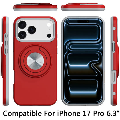 For Apple iPhone 17 Pro Metal Matte Hybrid with Invisible Rotational Ring Stand, Car Mount Friendly, Military Grade Slim Fit Sturdy Case Cover