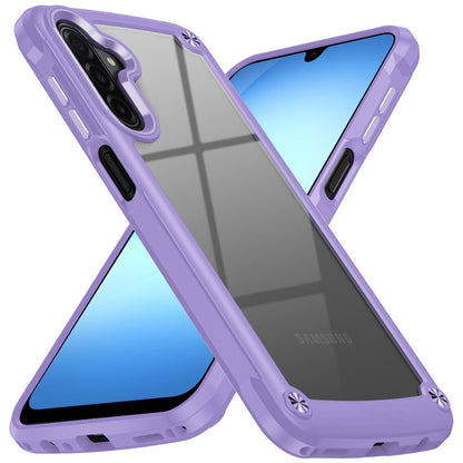 For Samsung Galaxy A17 5G Hybrid Transparent Rubber with Metal Buttons & Camera Edges Hard TPU Corner Frame Bumper Case Cover