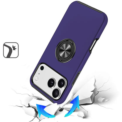 For Apple iPhone 17 Pro Max (6.9") Hybrid 360 Degree Rotatable Metal Invisible Ring Stand Holder Slim Fit Magnetic Car Mount Shockproof Case Cover