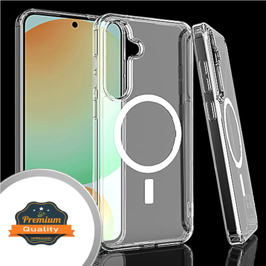 For Samsung Galaxy A16 5G Transparent Slim Hybrid Frame Bumper Magnetic Case, Compatible with MagSafe Case Cover Clear