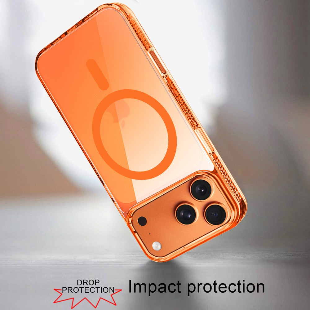 Phone Case for Apple iPhone 17 Pro Max (6.9") Transparent Magnetic Shockproof Ultra Thick TPU Hybrid Durable Clear Heavy Duty Protective Grip Cover Cosmic Orange