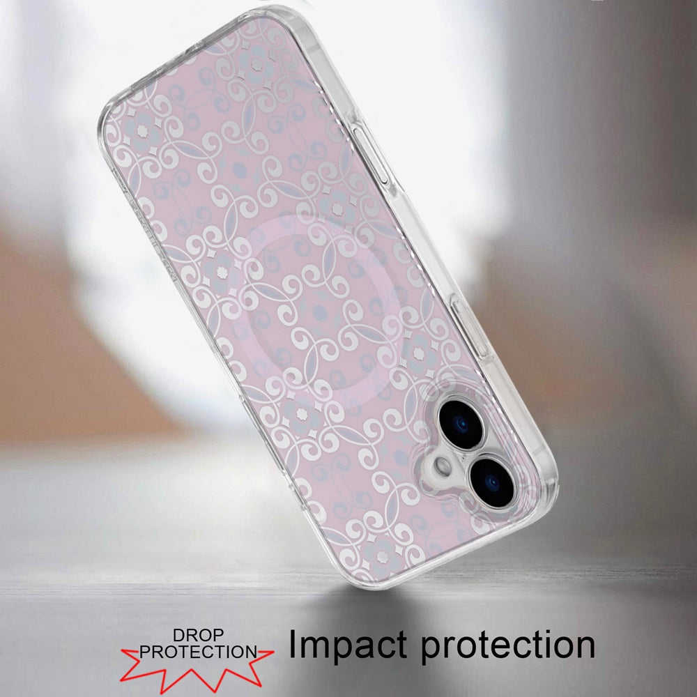 For Apple iPhone 17 AIR Stylish Pattern Fashion IMD Printed Design TPU Double Layer Slim Shockproof with Magnetic Back Case Cover Flowers Purple Gradient