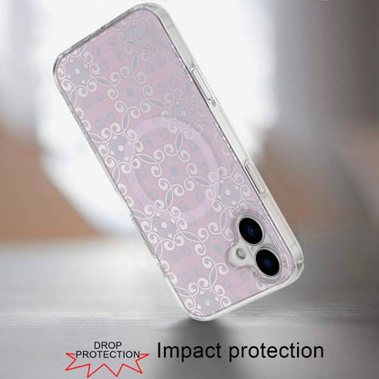 For Apple iPhone 17 AIR Stylish Pattern Fashion IMD Printed Design TPU Double Layer Slim Shockproof with Magnetic Back Case Cover Flowers Purple Gradient