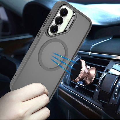 For Samsung Galaxy S26 Heavy Duty Metallic Hybrid Tough TPU with Camera Ring Stand, MagSafe Compatible, Rugged Drop Protection Case Cover