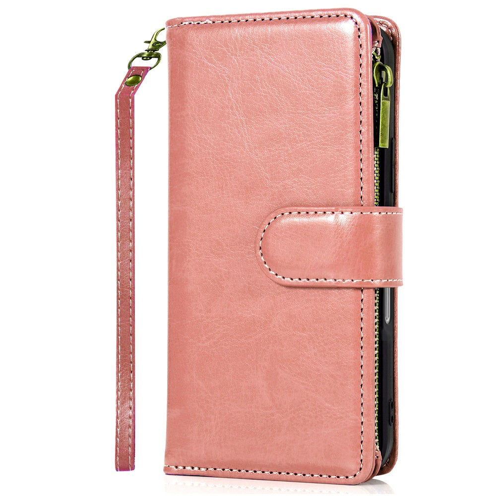 For Apple iPhone 17 Pro Max (6.9") Leather Wallet Case with Zipper, 9 Card Slots, Cash Pocket, Stand & Strap, Clutch Pouch Design Case Cover