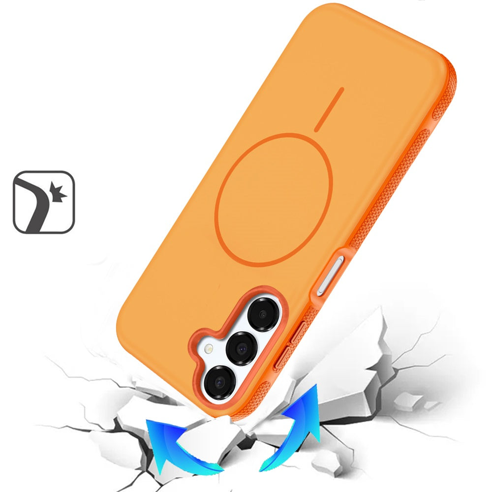 For Samsung Galaxy A16 5G Super Magnetic Premium Edged Core Matte Thick Hybrid Drop Protection Shockproof Design Case Cover Cosmic Orange