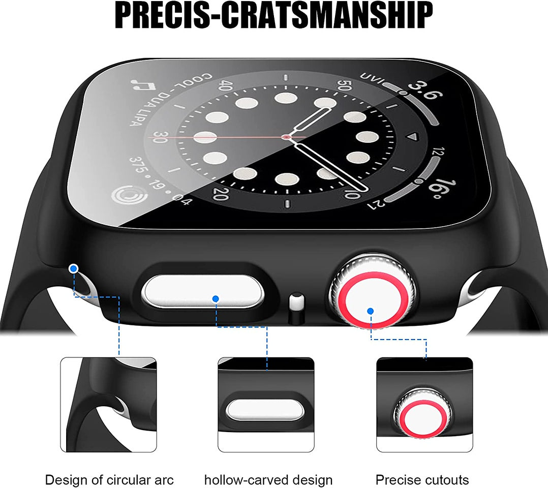For Apple Watch Size 40mm Slim Hard PC Bumper, Clear Touch Full Coverage with Built in Tempered Glass Screen Protector Case Cover Clear