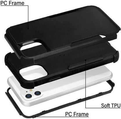 For Samsung Galaxy S25 Fan Edition /Galaxy S25 FE Rugged Heavy-Duty Dual Layer Military-Grade, Rubber TPU Defender, Hybrid Shockproof Case Cover Black