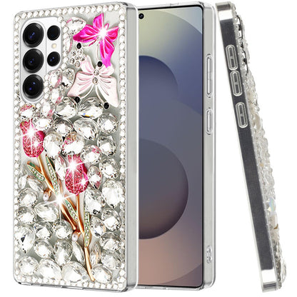 For Samsung Galaxy S26 Ultra Bling Crystal 3D Full Diamonds Luxury Sparkle Rhinestone Hybrid Protective Case Cover