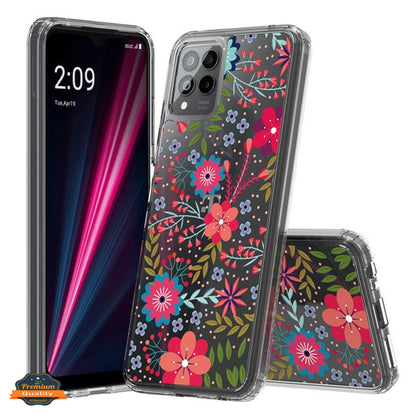 For Motorola Moto G 5G 2025 Floral Pattern Hybrid Transparent TPU Silicone, Shock Absorption Bumper, Hard Back Slim Case Cover