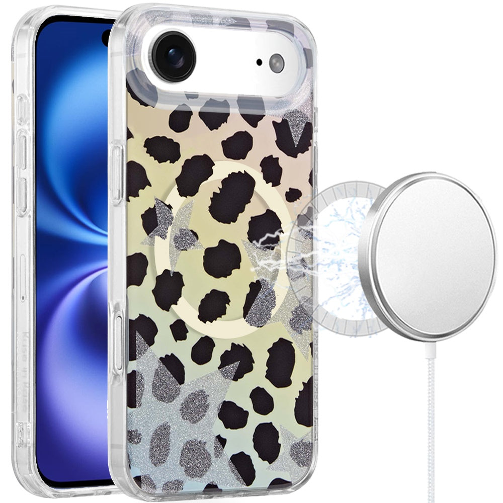 For Apple iPhone 17 Stylish Pattern Fashion IMD Printed Design TPU Double Layer Slim Shockproof with Magnetic Back Case Cover Colorful Leopard