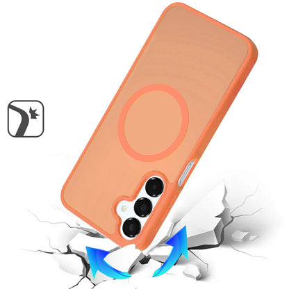 For Samsung Galaxy A16 5G MagSafe Compatible Case Hybrid Soft TPU Bumper Hard Translucent Matte Back Slim Shockproof Case Cover Cosmic Orange