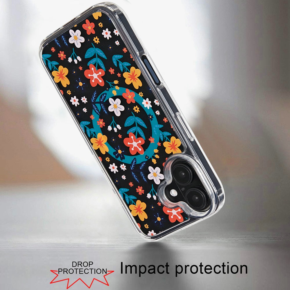 For iPhone 16 (6.1") Cute Fashion Pattern Design, Durable Shockproof Slim TPU Hard Back, MagSafe Compatible Case Cover