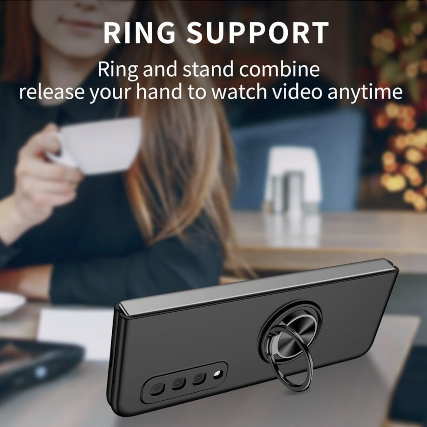 For Samsung Galaxy Z Fold 7 Matte Silicone TPU Rubber Magnetic with 360° Ring Stand Grip Shockproof Slim Hybrid Case Cover