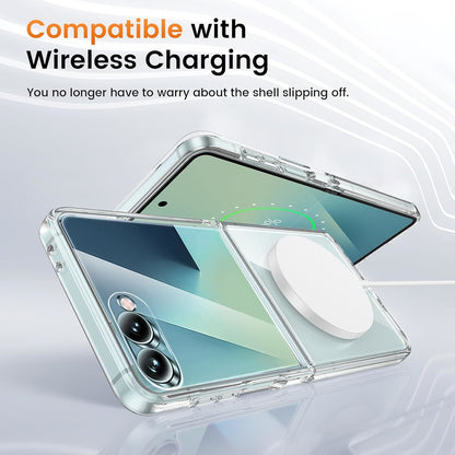 For Samsung Galaxy Z Flip 7 Hybrid Clear Case Compatible with MagSafe Shockproof Protective Transparent Back, Slim Fit, Wireless Charging Ready Case Cover Clear