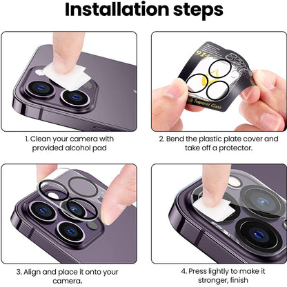 For Apple iPhone 15 Pro Max (6.7") Tempered Glass Camera Lens Protector Ultra HD, 9H Hardness, Scratch Resistant Back Camera Protection Clear Phone Case Cover