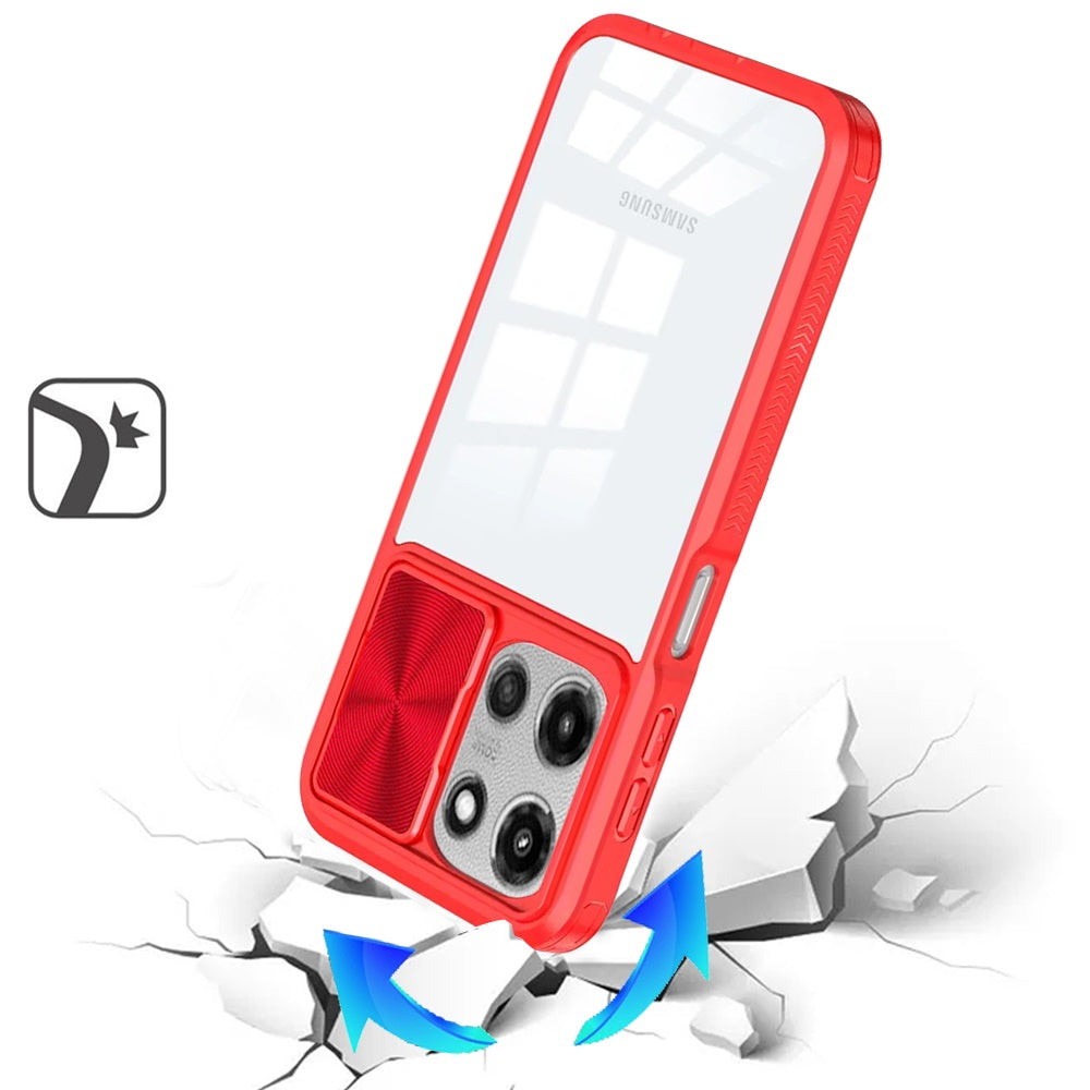 For Motorola Moto G Play 5G 2026 Hybrid Cases with Sliding Camera Cover Transparent Shockproof Bumper TPU Protective Case Cover Pink/Blue