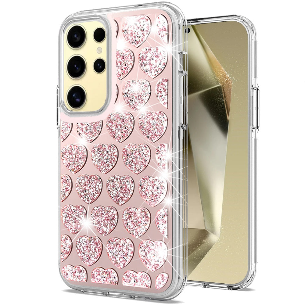 For Samsung Galaxy S25+ /S25 Plus /S24+ Plus Sparkly 3D Design Diamond Shockproof Protective Bling Glitter Rhinestone Hybrid Skin PC & TPU Case Cover