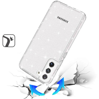For Samsung Galaxy S26 Transparent Glitter Shiny Sparkle Bling TPU Rubber Hard Back Hybrid Frame Shockproof Case Cover