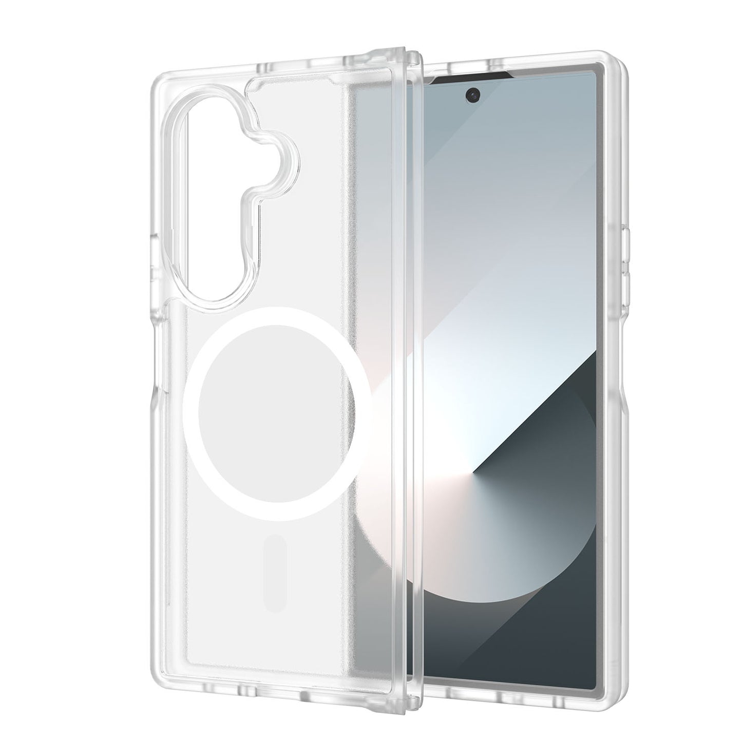 For Samsung Galaxy Z TriFold Magnetic Circle Hybrid Shockproof Protection with MagSafe Compatible Design and Reinforced Transparent Armor Grip Case Cover Clear