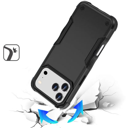 For Apple iPhone 17 Pro Max (6.9") Slim Tough Shockproof Hybrid Heavy Duty 2in1 Dual Layer TPU Bumper Rugged Rubber Defend Armor Case Cover Black