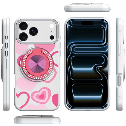 For Apple iPhone 17 Pro Max Pattern Design Hybrid with Invisible Ring Stand & Magnetic Back, Shockproof Protective Grip Case Cover