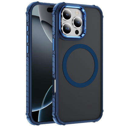 For Apple iPhone 16 Pro (6.3") Hybrid Metal Camera Stand Ring Sturdy, Compatible with MagSafe, Matte Hard TPU Colorful Edge Case Cover