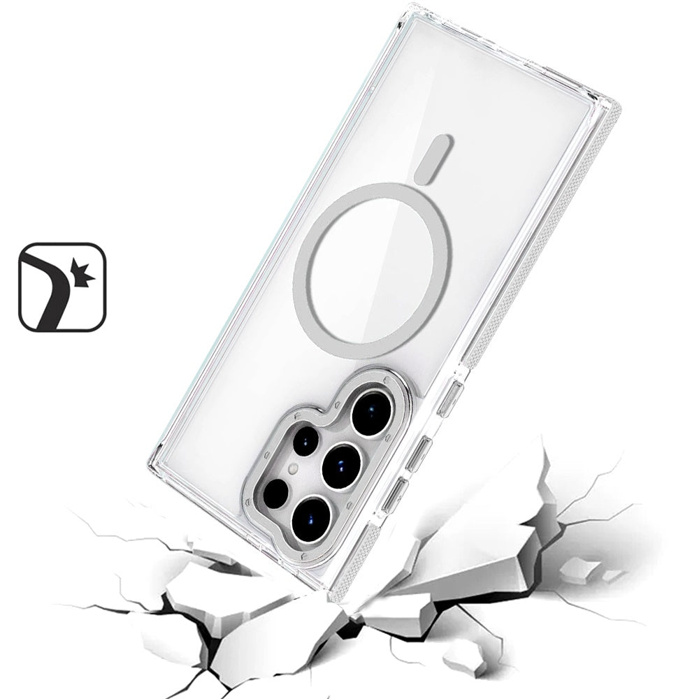 For Samsung Galaxy S25 Ultra Transparent Back with Colorful Frame, Strong Magnetic Circle, MagSafe Compatible, Slim Shockproof Protection Case Cover