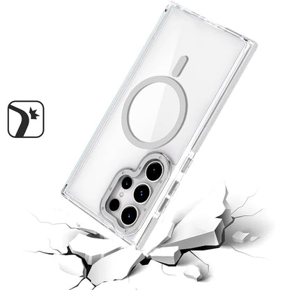 For Samsung Galaxy S25 Ultra Transparent Back with Colorful Frame, Strong Magnetic Circle, MagSafe Compatible, Slim Shockproof Protection Case Cover