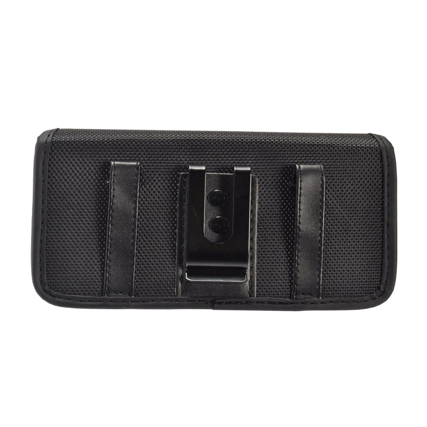 For Apple iPhone 16 Pro (6.3") Pouch Case Universal Horizontal Canvas with Belt Clip Loop Holster Military Grade Cell Phone Holder Cover [Black]