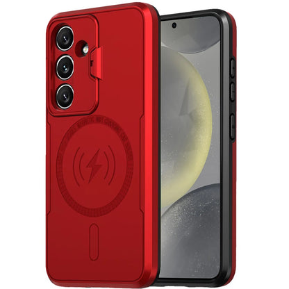 For Samsung Galaxy S25+ /S25 Plus /S24+ Plus Foldable Camera Protector Kickstand with MagSafe Compatible, Dual Layer Hybrid Shockproof Case Cover