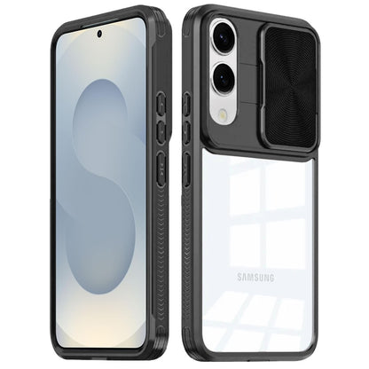 For Samsung Galaxy S25 EDGE Hybrid Cases with Sliding Camera Cover Transparent Shockproof Bumper TPU Protective Case Cover