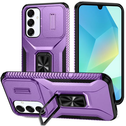 For Samsung Galaxy A16 5G Camera Cover Phone Case with Magnetic Rotation Ring Stand [Military Grade] Hybrid Hard TPU Shockproof Case Cover