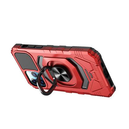 For iPhone 15 Plus (6.7") Hybrid Dual Layer with 360° Rotate Magnetic Ring Stand Holder Kickstand TPU Rugged PC Shockproof Case Cover Red